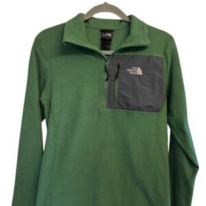 NorthFace Polartec 1/4 Zip Front Pocket Fleece Pullover ~ Green